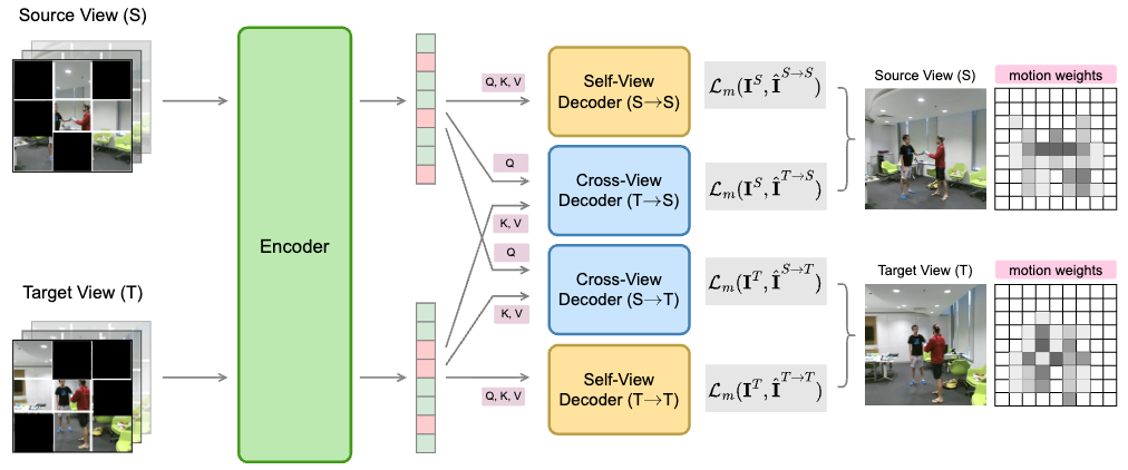 Self-supervised video pre-training with motion-aware multi-view MAEs.